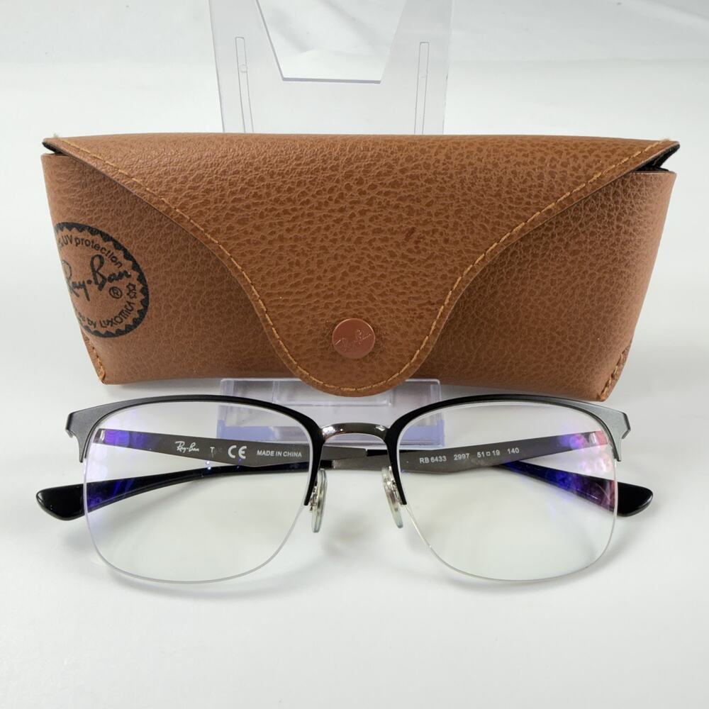 Ray-Ban RB6433 2997 Semi Rimless 51mm Black Square Mens Eyeglasses FRAMES ONLY
